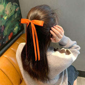Ayesha bow clipped in a ponytail on model, demonstrates secure hold and stylish finish