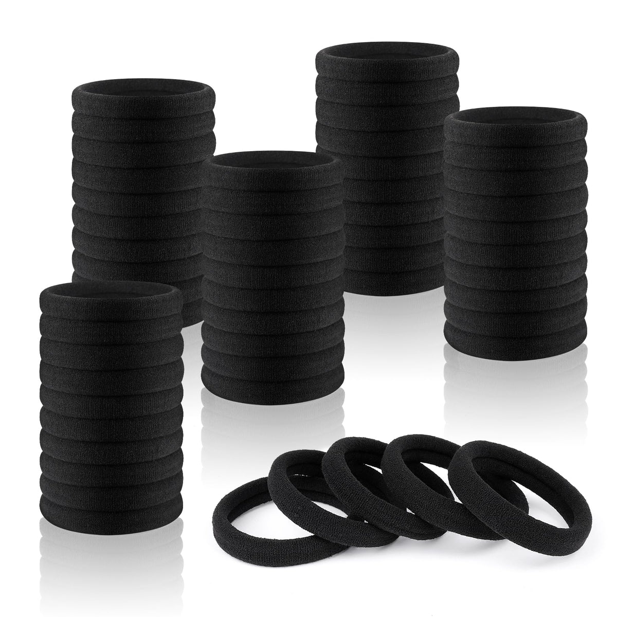 Ayogost front packaging showing 180 black seamless hair ties and bulk value