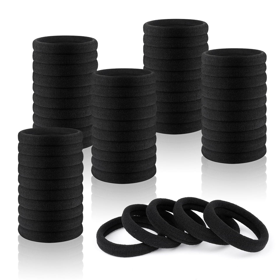 Ayogost front packaging showing 180 black seamless hair ties and bulk value