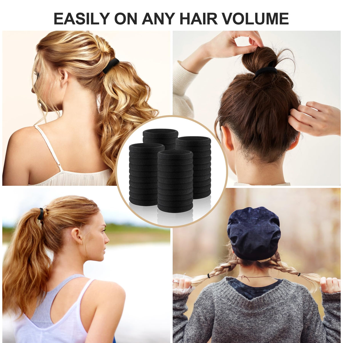 Ayogost hair ties on a vanity next to accessories for everyday styling convenience