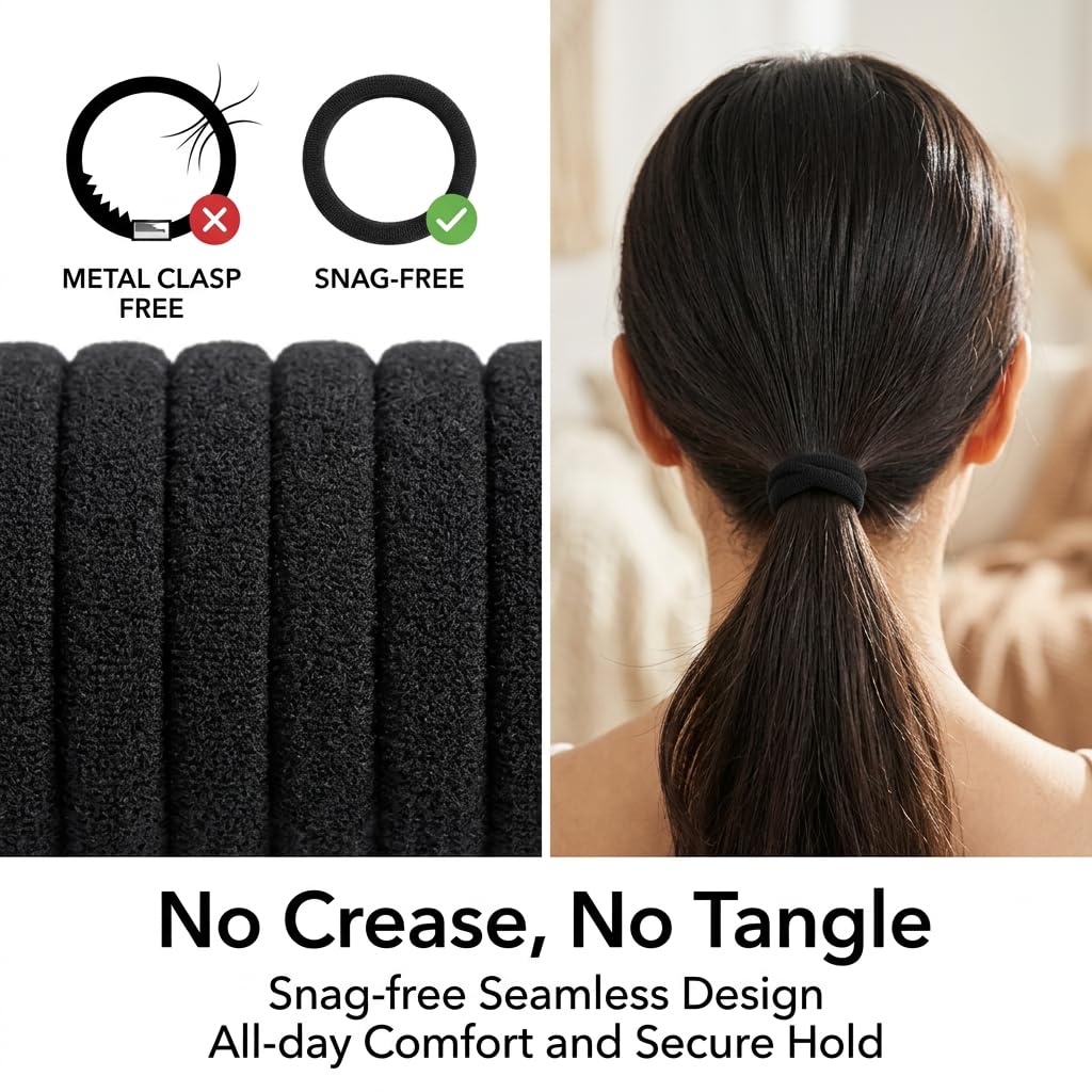 Ayogost hair tie beside a hand showing scale and generous size