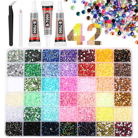 Ayzololo front packaging showing 42-color rhinestone kit, clear organization benefit