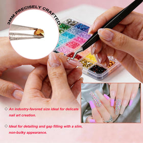 Ayzololo rhinestones applied to nail art, demonstrates professional decorative finish