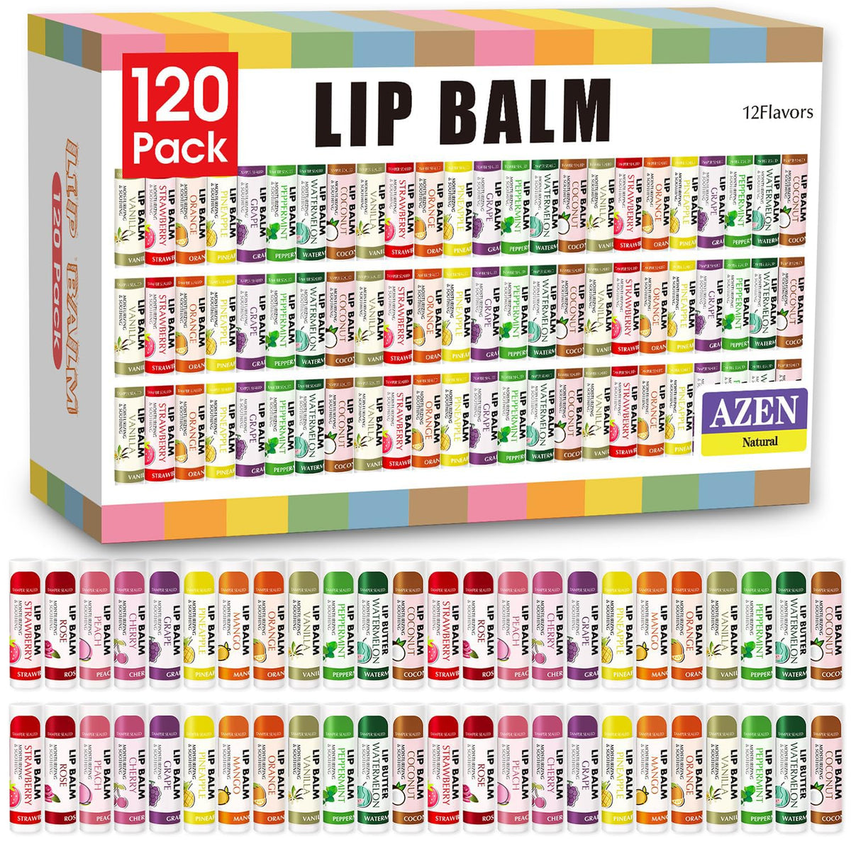 AZEN front packaging showing 120-pack and flavor variety for easy stocking