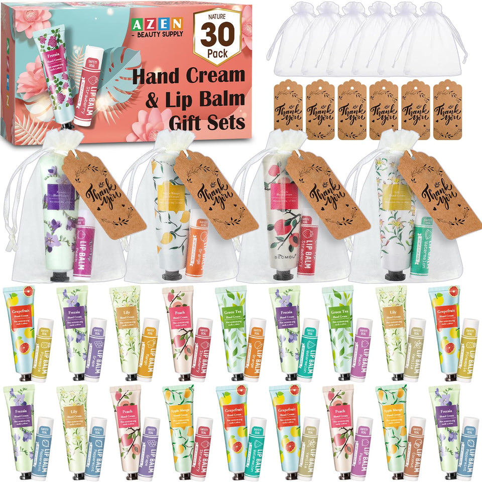 AZEN front packaging display showing entire 30-set bulk gift collection and contents