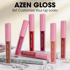 AZEN gloss texture close-up highlighting shimmer and hydrating finish