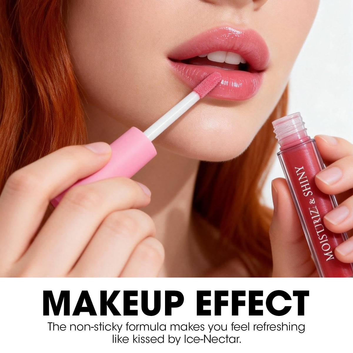 AZEN woman applying gloss demonstrating quick everyday shine boost