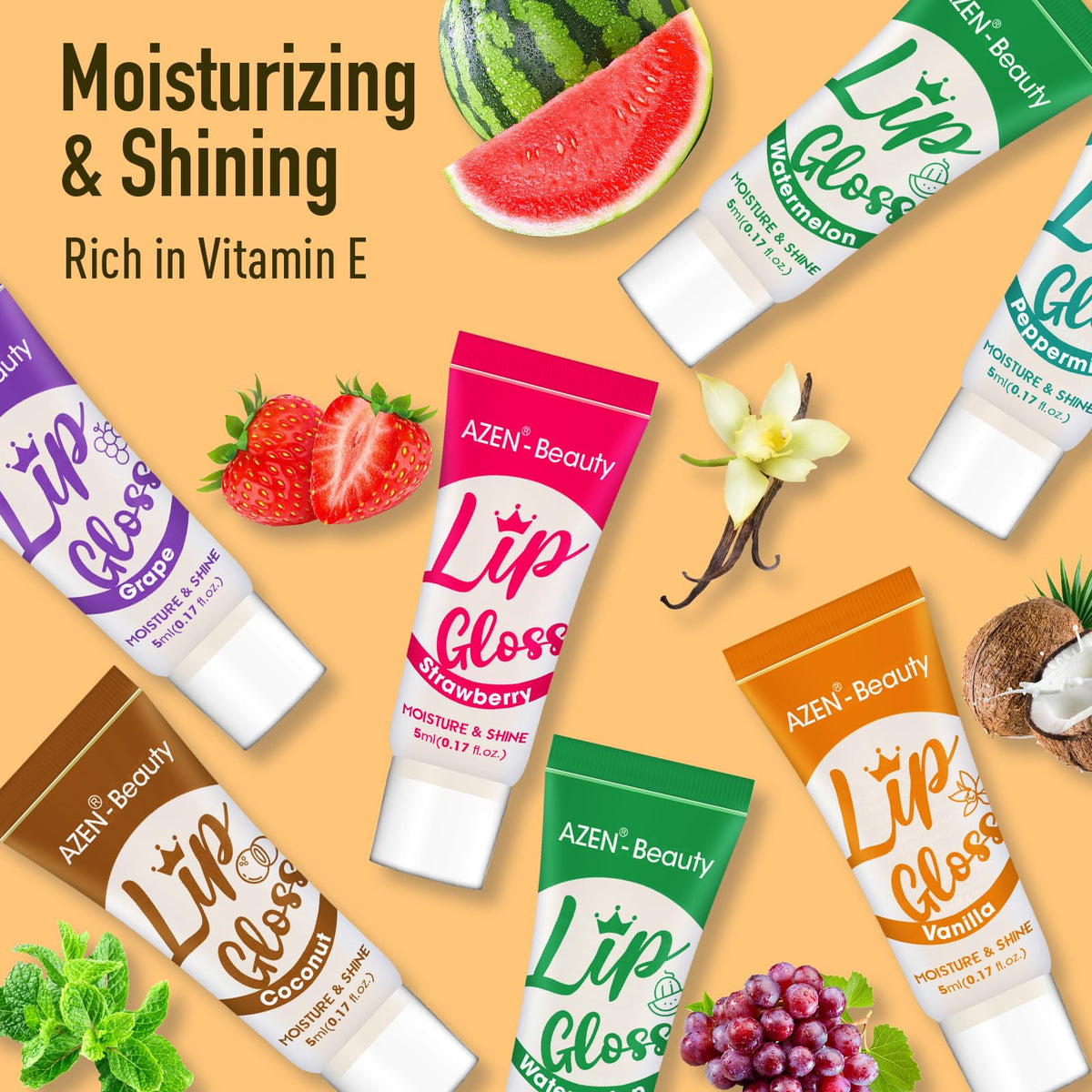 AZEN lip gloss travel size in purse for on-the-go hydration