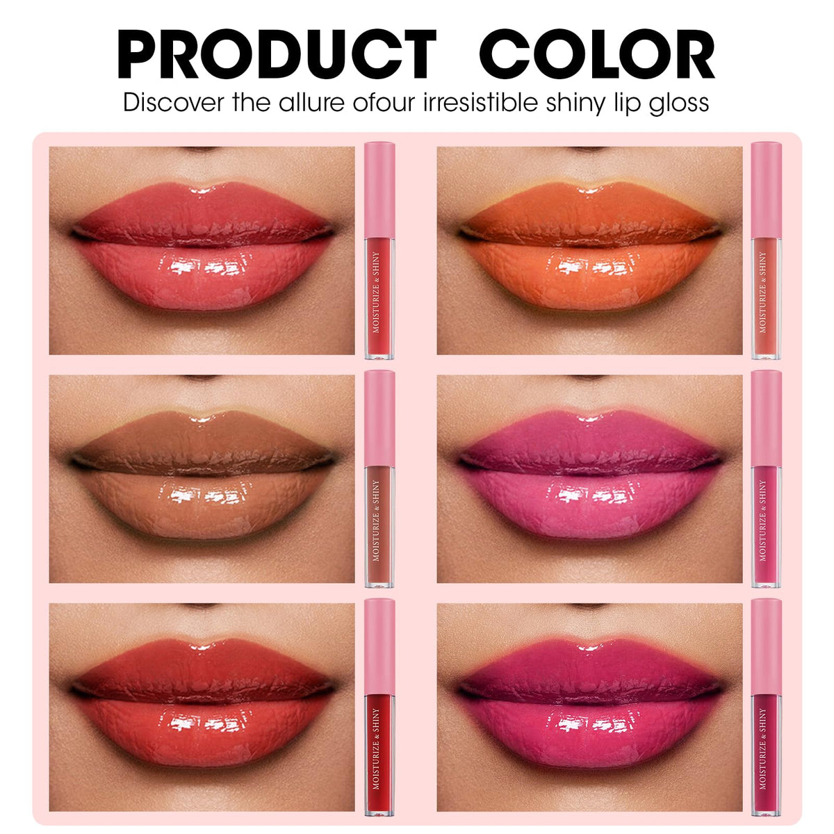 AZEN lip gloss tube close-up showing applicator and smooth glide for easy use