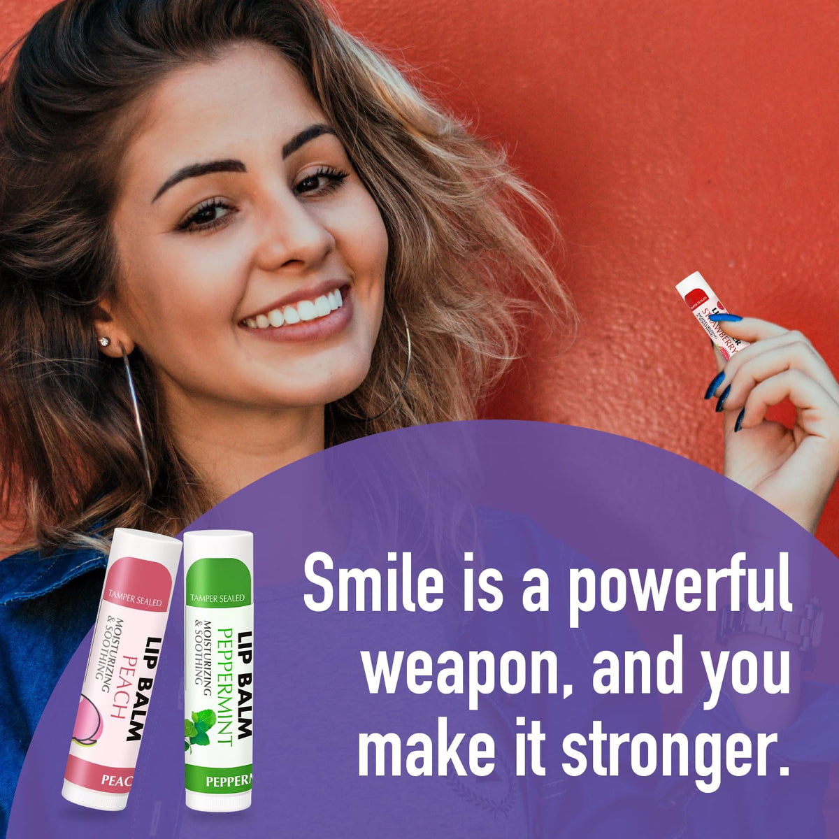 AZEN lip balm tube held in hand to show compact size and portability