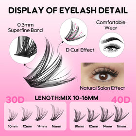 Azenlo lashes arranged by 10mm to 16mm lengths, enables tailored lash shaping