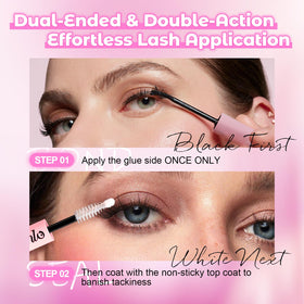 Azenlo brush tip applying adhesive for smooth, non-clumping application benefit