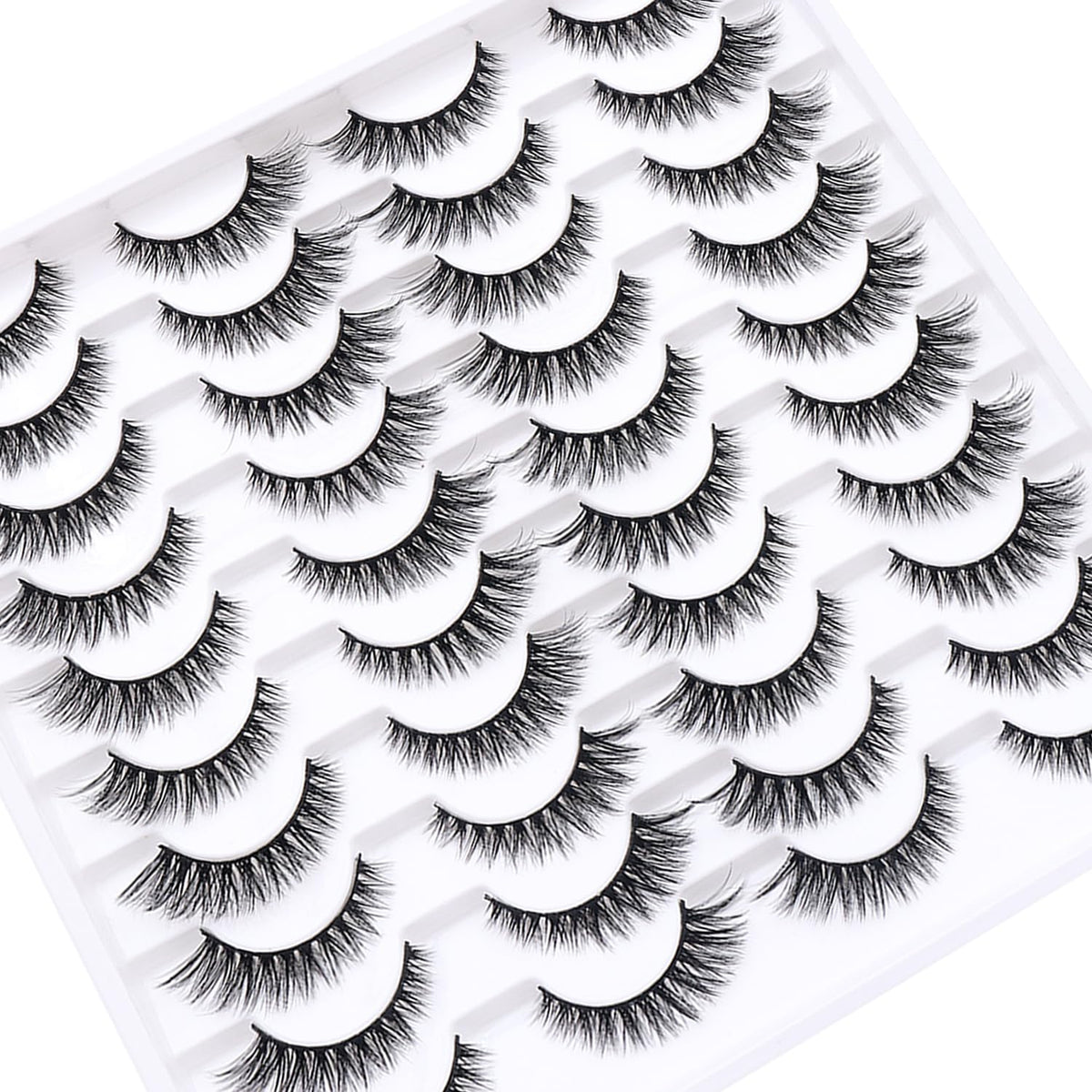 Azenlo lashes next to natural lashes demonstrating added volume