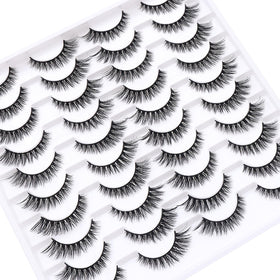 Azenlo lashes next to natural lashes demonstrating added volume
