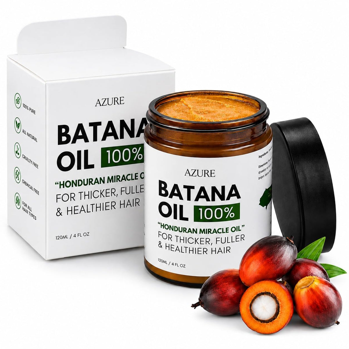 AZURE BOUTIQUE jar front label showing pure Batana paste and benefits