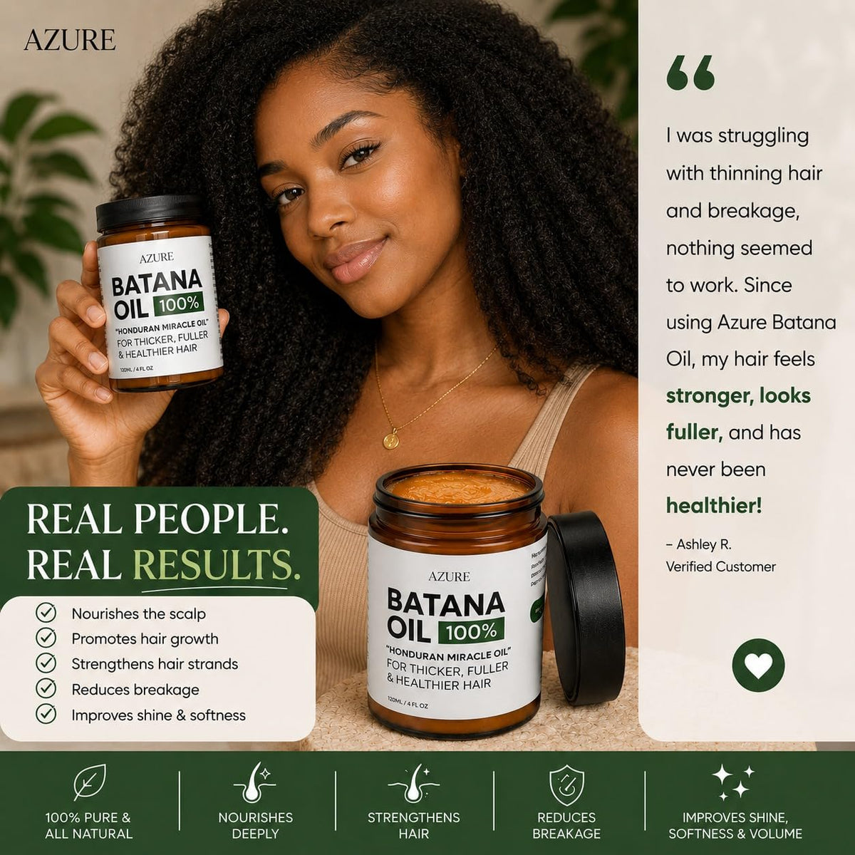 AZURE BOUTIQUE jar beside a 4 fl oz measuring cup showing product scale