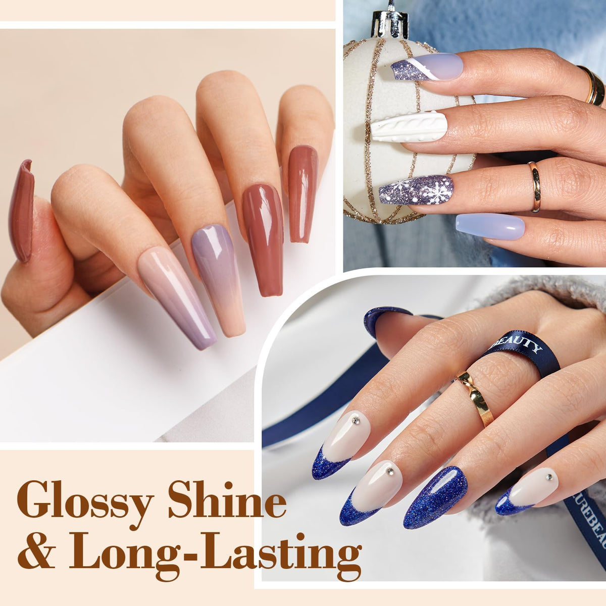 AZUREBEAUTY application in hand demonstrating easy lamp-free dip powder use