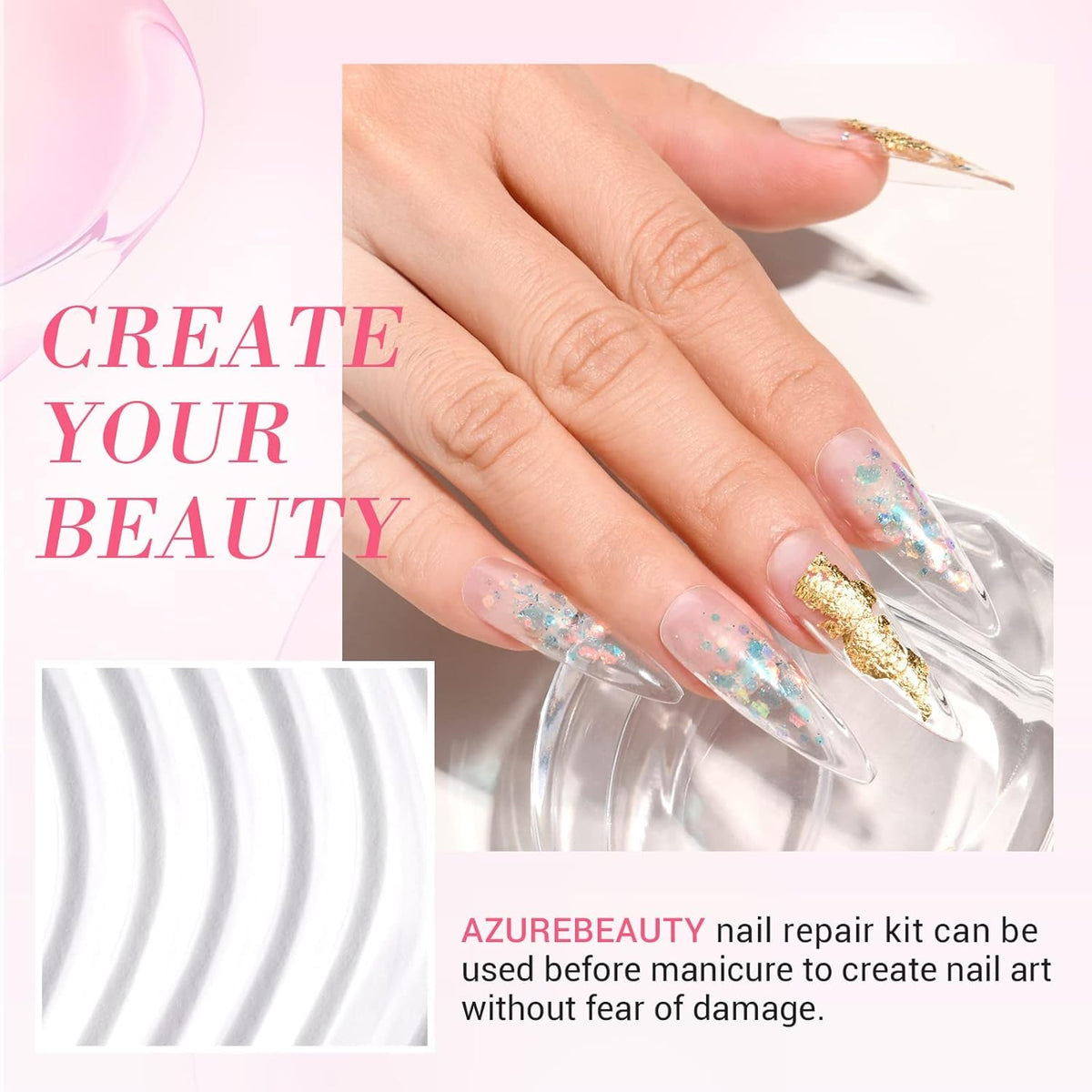 AzureBeauty applying repair system to a broken nail for instant fix