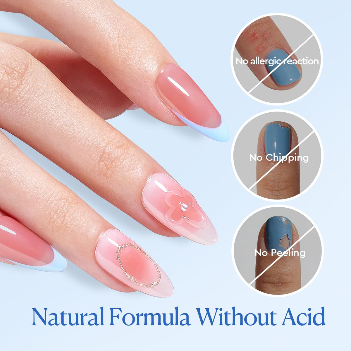 AZUREBEAUTY brush applying primer to nail edge for stronger bond