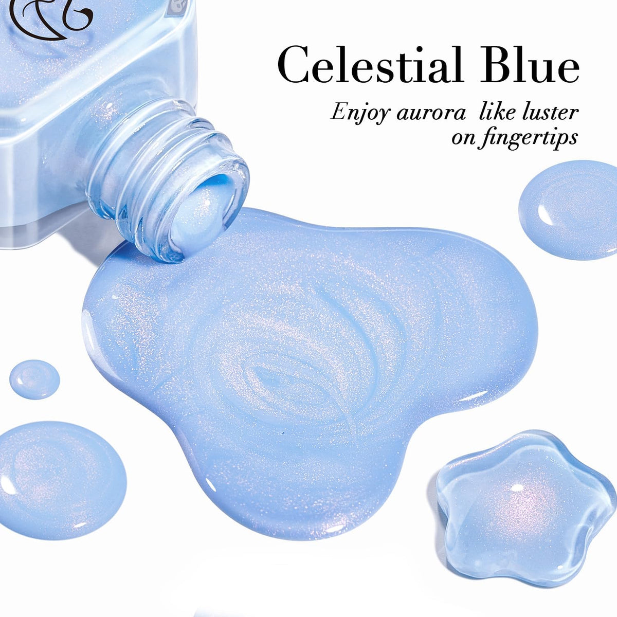 AZUREBEAUTY swatch on hand displaying Celestial Blue salon-style shine