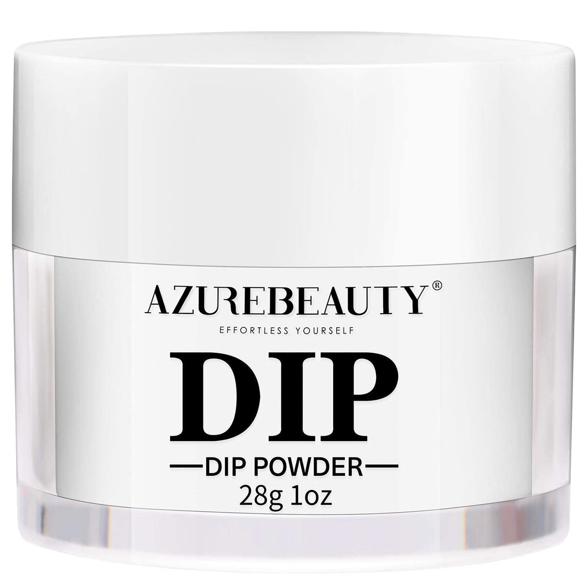 AZUREBEAUTY jar front view showing clear dip powder and compact size benefit