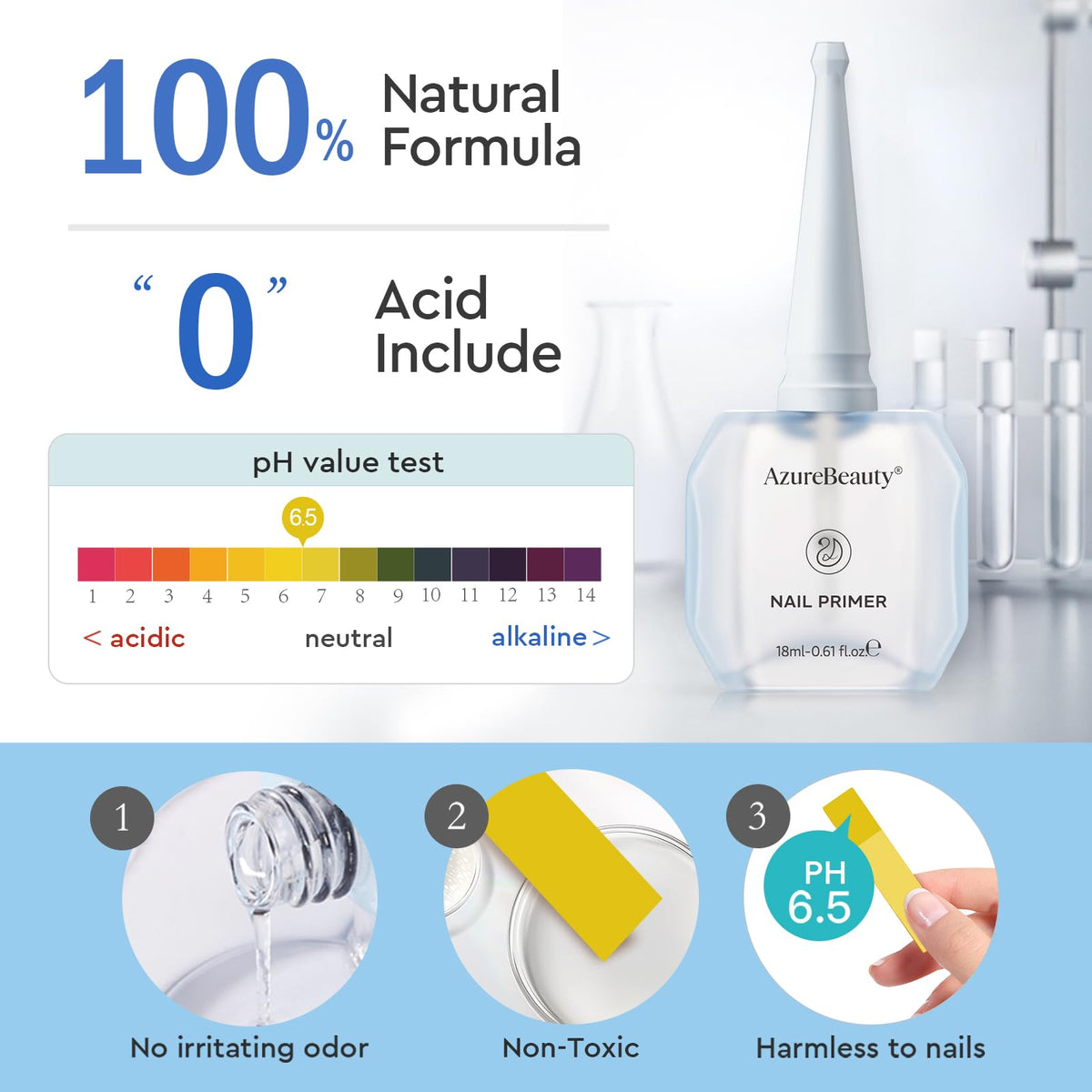AZUREBEAUTY dehydrator droplet on natural nail demonstrating moisture control