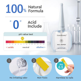 AZUREBEAUTY dehydrator droplet on natural nail demonstrating moisture control