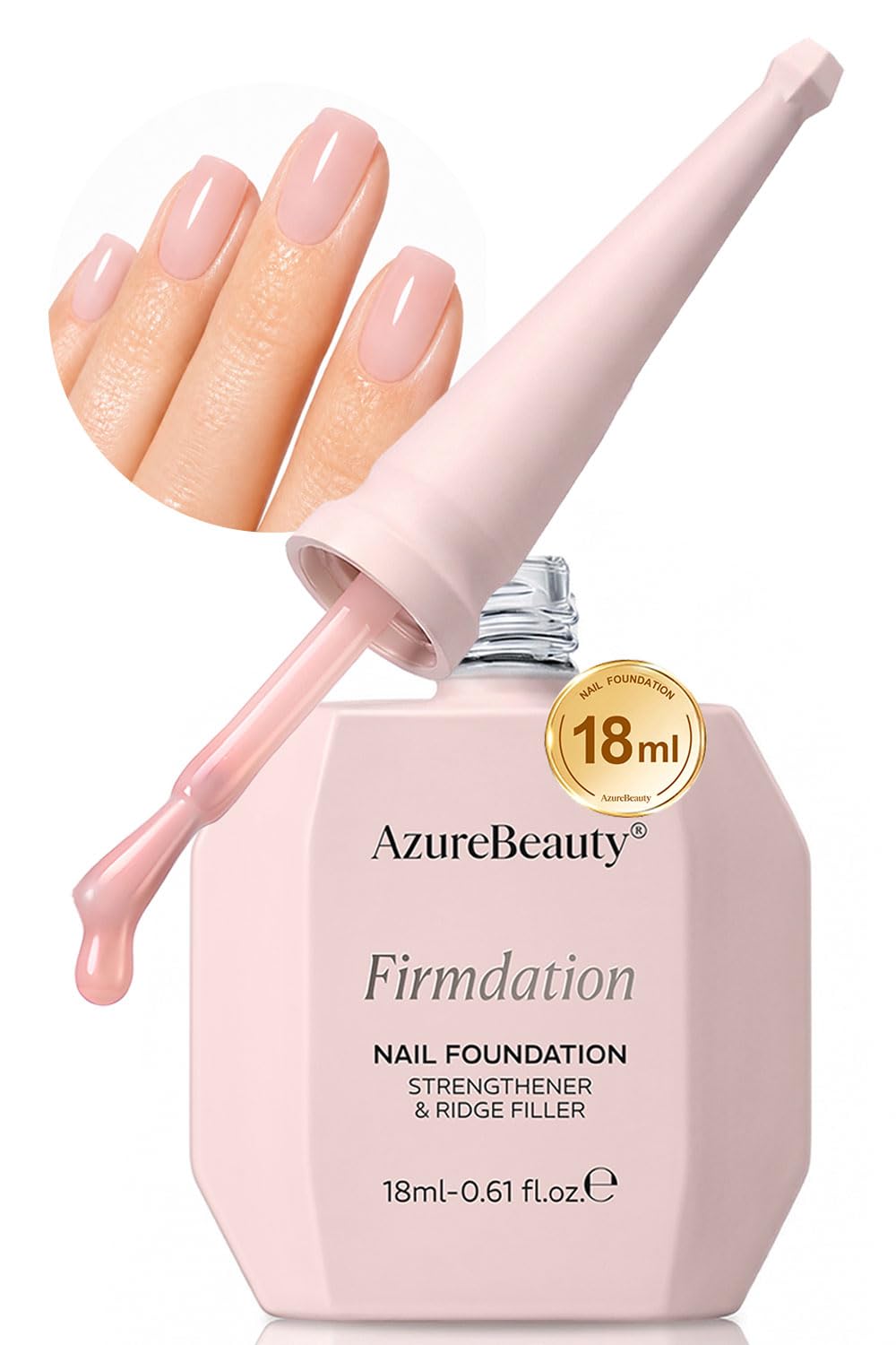 AZUREBEAUTY front bottle shot showing 18ml nail strengthener benefits