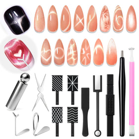 AZUREBEAUTY front packaging displaying full 14-piece cat eye magnet set and portability benefit