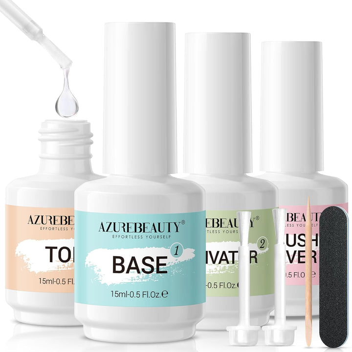 AzureBeauty front packaging of the eight-piece dip liquid kit showing included bottles and tools, clear benefits