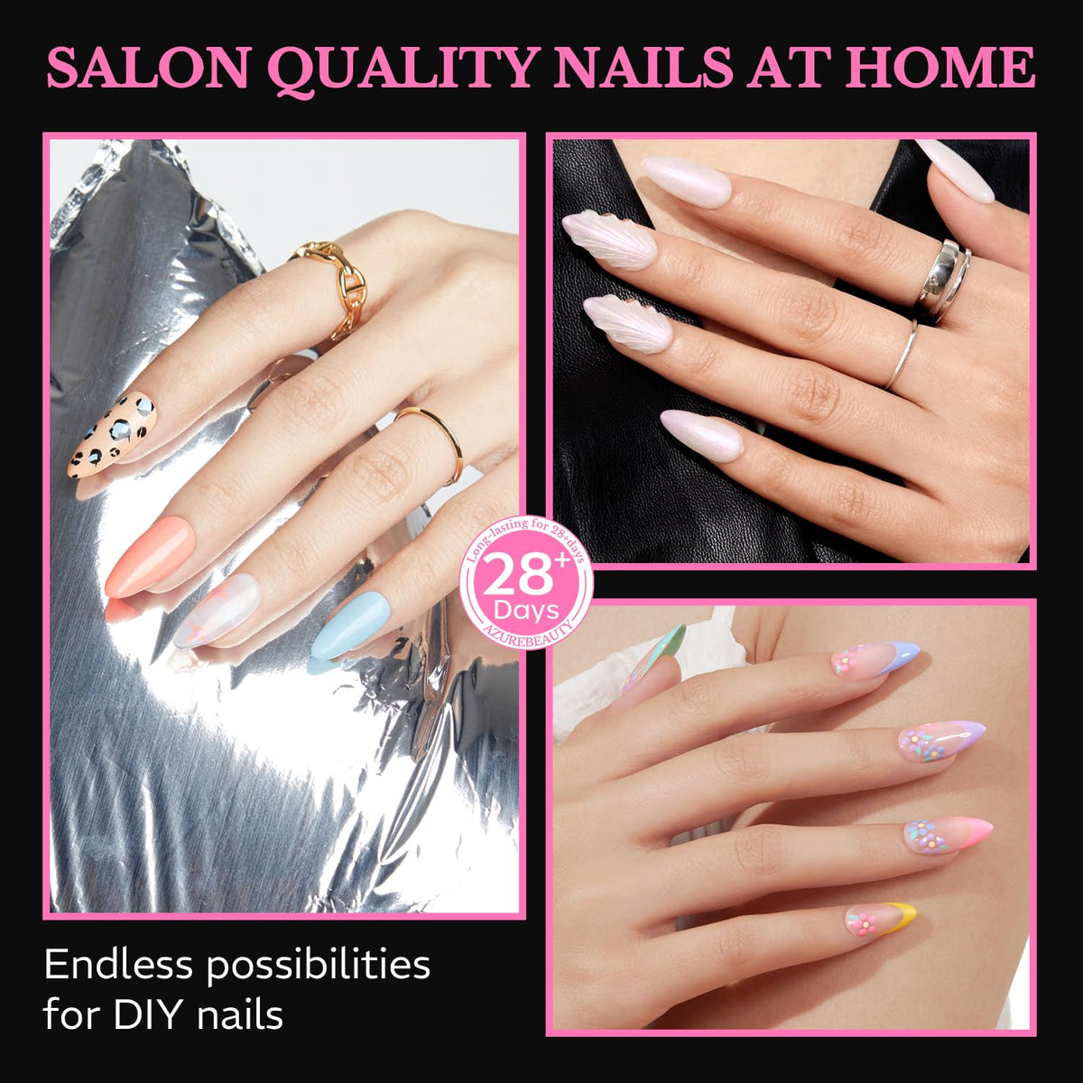 AZUREBEAUTY lifestyle scene of at-home manicure offering salon-style results