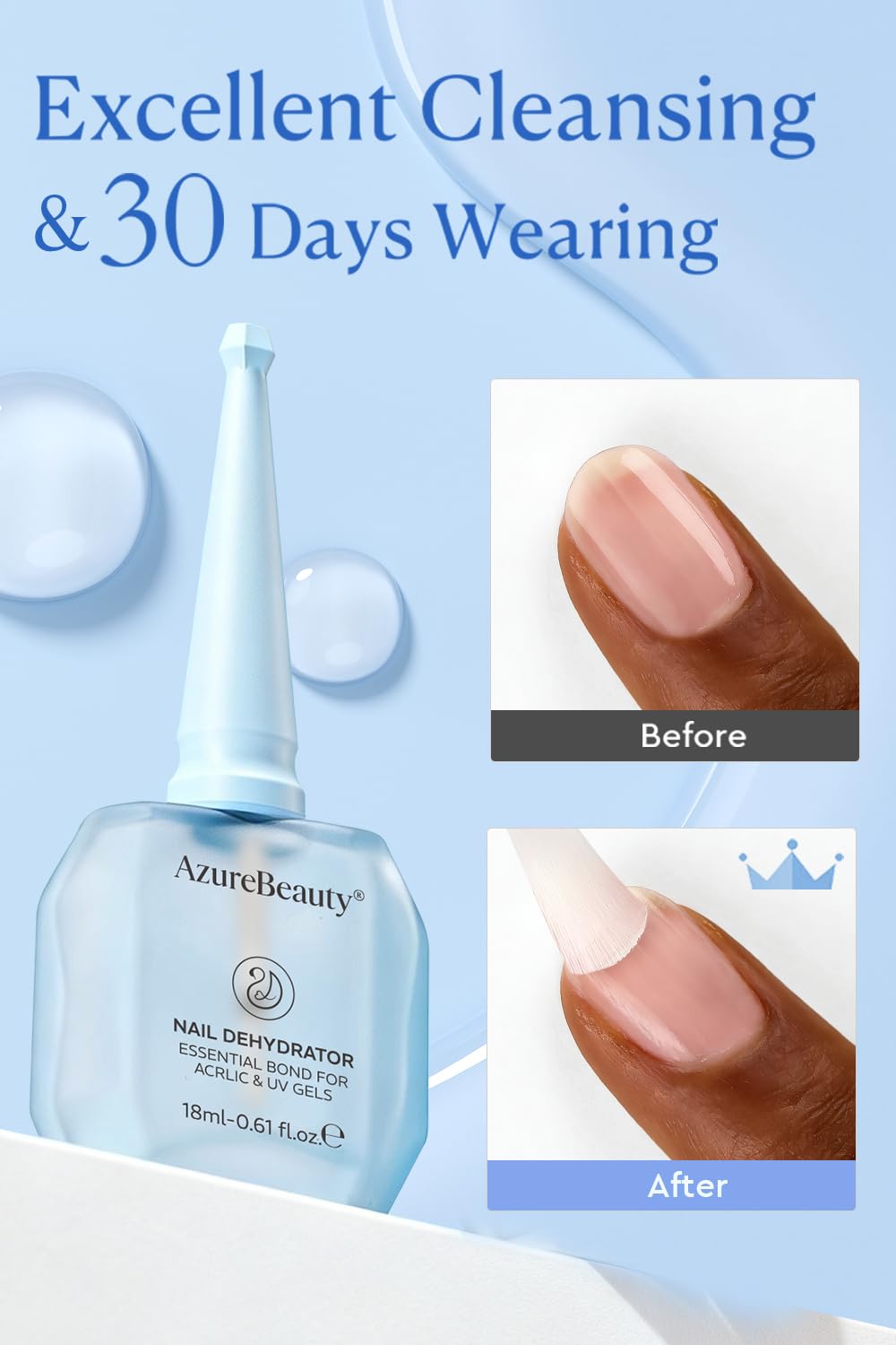 AZUREBEAUTY being applied to nail plate for improved adhesion and long wear