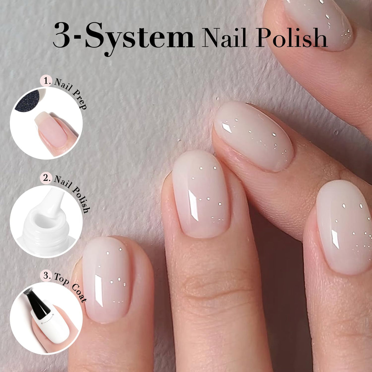 AZUREBEAUTY nail swatch fan showing milky white shades for color choice guidance