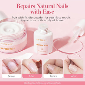 AZUREBEAUTY before and after nail repair showing restored, neat nail look