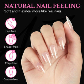 AZUREBEAUTY size comparison showing tip scale against fingertip