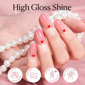 AZUREBEAUTY swatch on fingernail demonstrating semi-translucent blush coverage