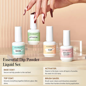 AzureBeauty kit tools laid out including file, stick and bottles, organized for faster DIY nails