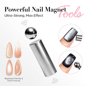 AZUREBEAUTY tools shown with cat eye gel in use producing glassy reflective striping