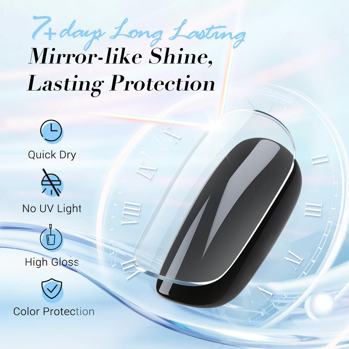 AZUREBEAUTY on natural nails displaying salon-quality shine and protection benefit