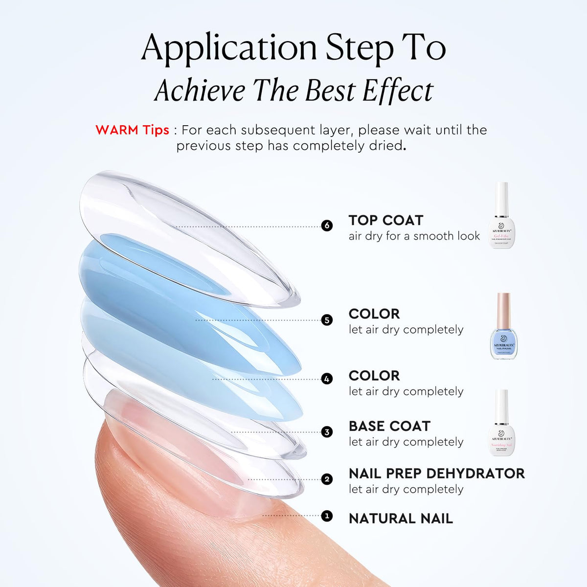 AZUREBEAUTY clear polish texture in drop showing streak-free glossy finish benefit