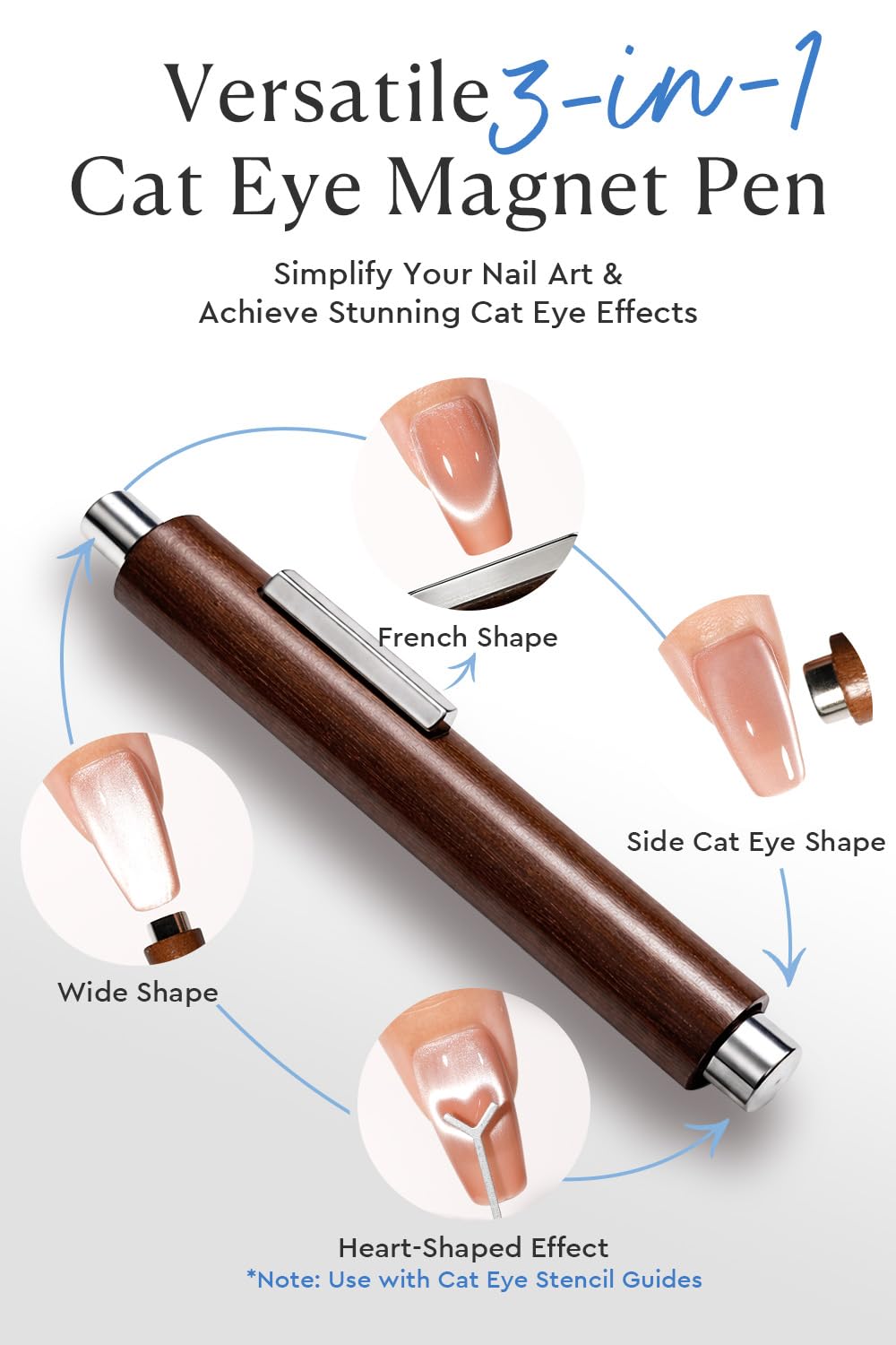 AZUREBEAUTY wooden 3-in-1 magnet pen close-up for precise stripes