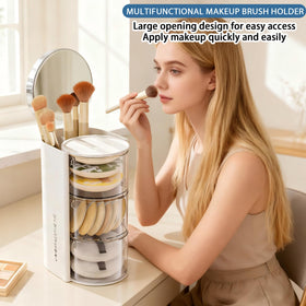 Azurphoric makeup brushes stored in top for organized daily grooming