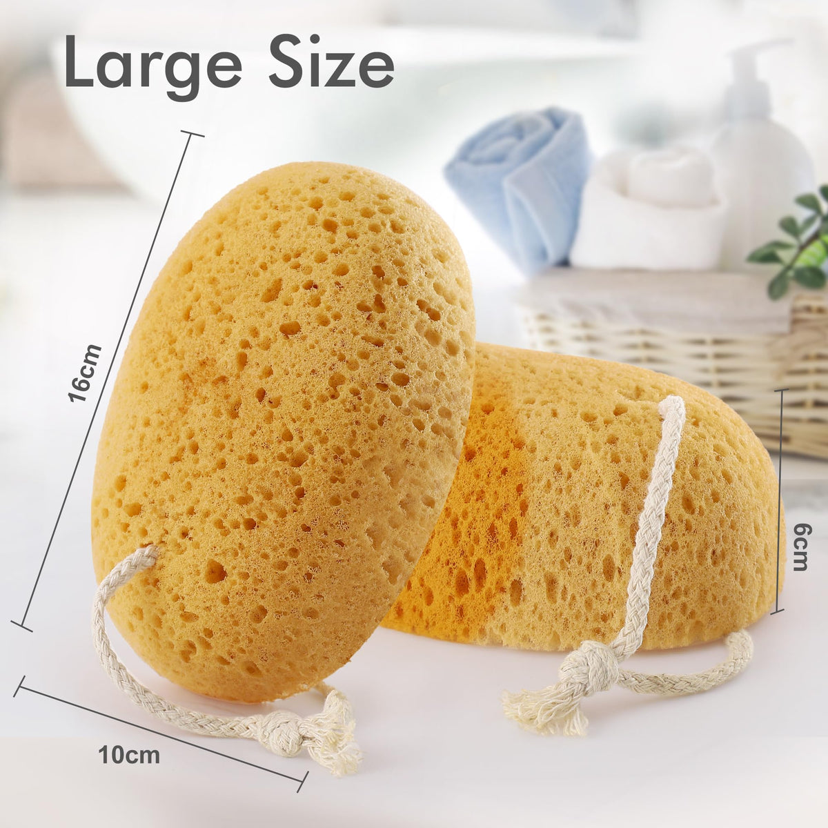 Azymi sponge hanging by loop to air dry quickly and stay hygienic