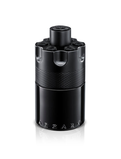 Azzaro bottle front view showing matte-black design and confident appeal