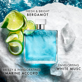 Azzaro Chrome pale-blue liquid close-up highlighting fresh appeal