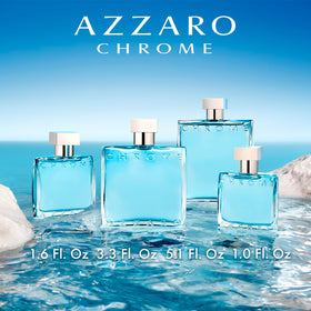 Man applying Azzaro Chrome to his neck conveying confident, fresh scent