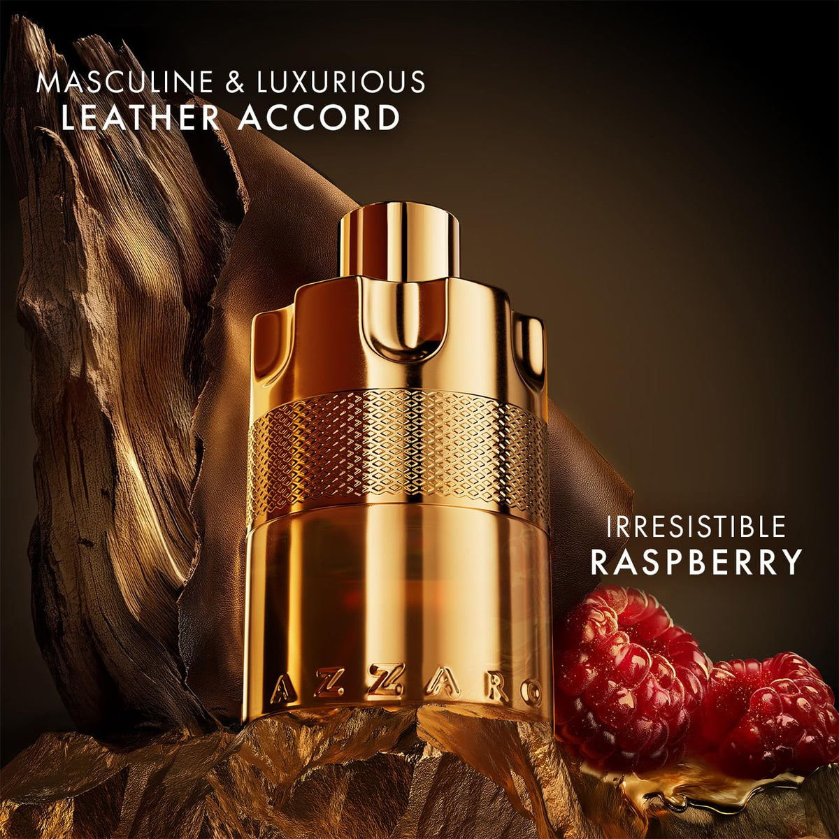 Azzaro travel pouch display illustrating easy packing and on-the-go fragrance use