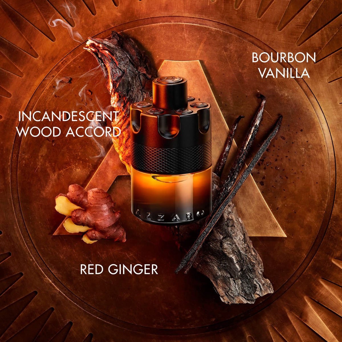 Azzaro close-up of ambered juice and glass texture offering rich warmth