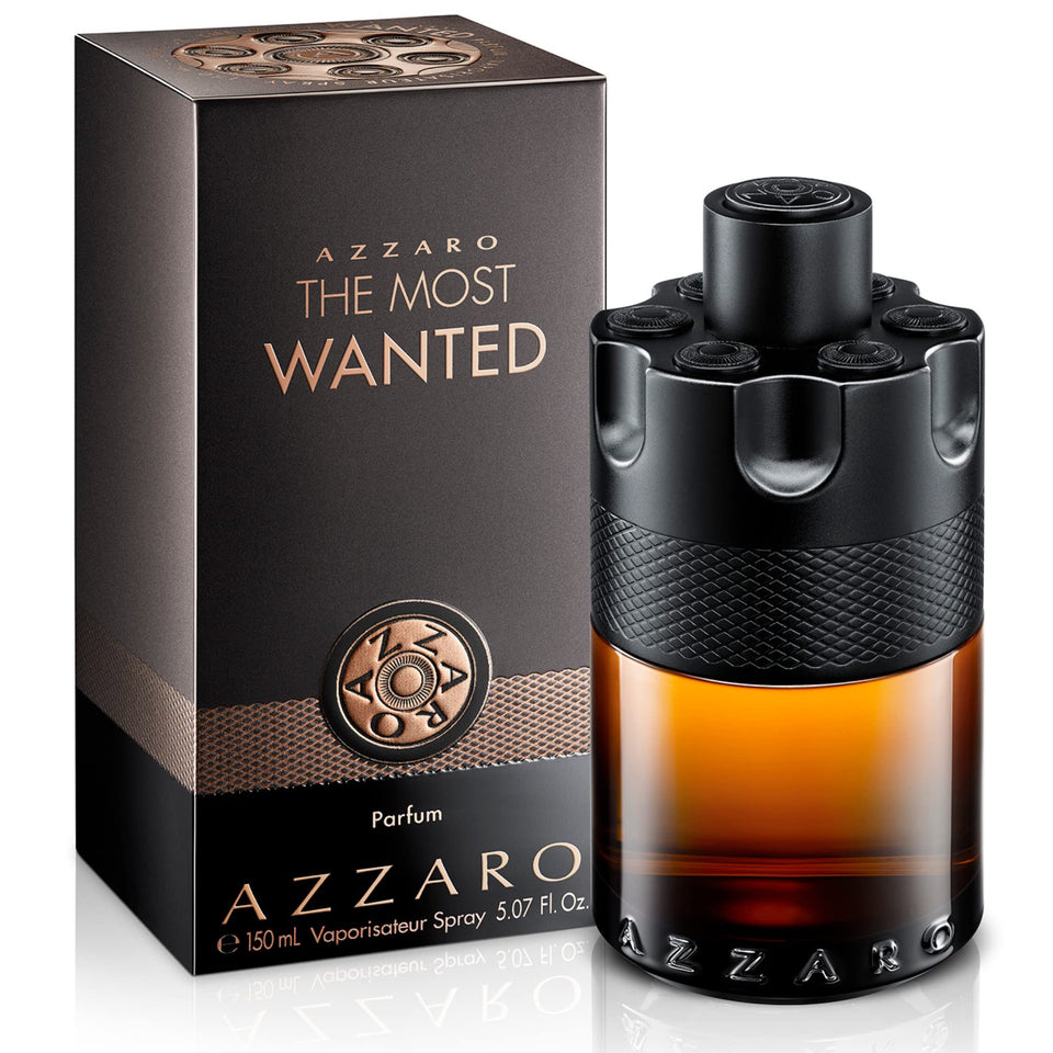 Azzaro front bottle view showing bold matte black design and confident presence