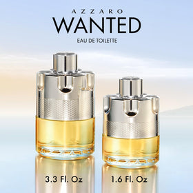 Azzaro wanted bottle and box in lifestyle setting suggesting gift-ready presentation